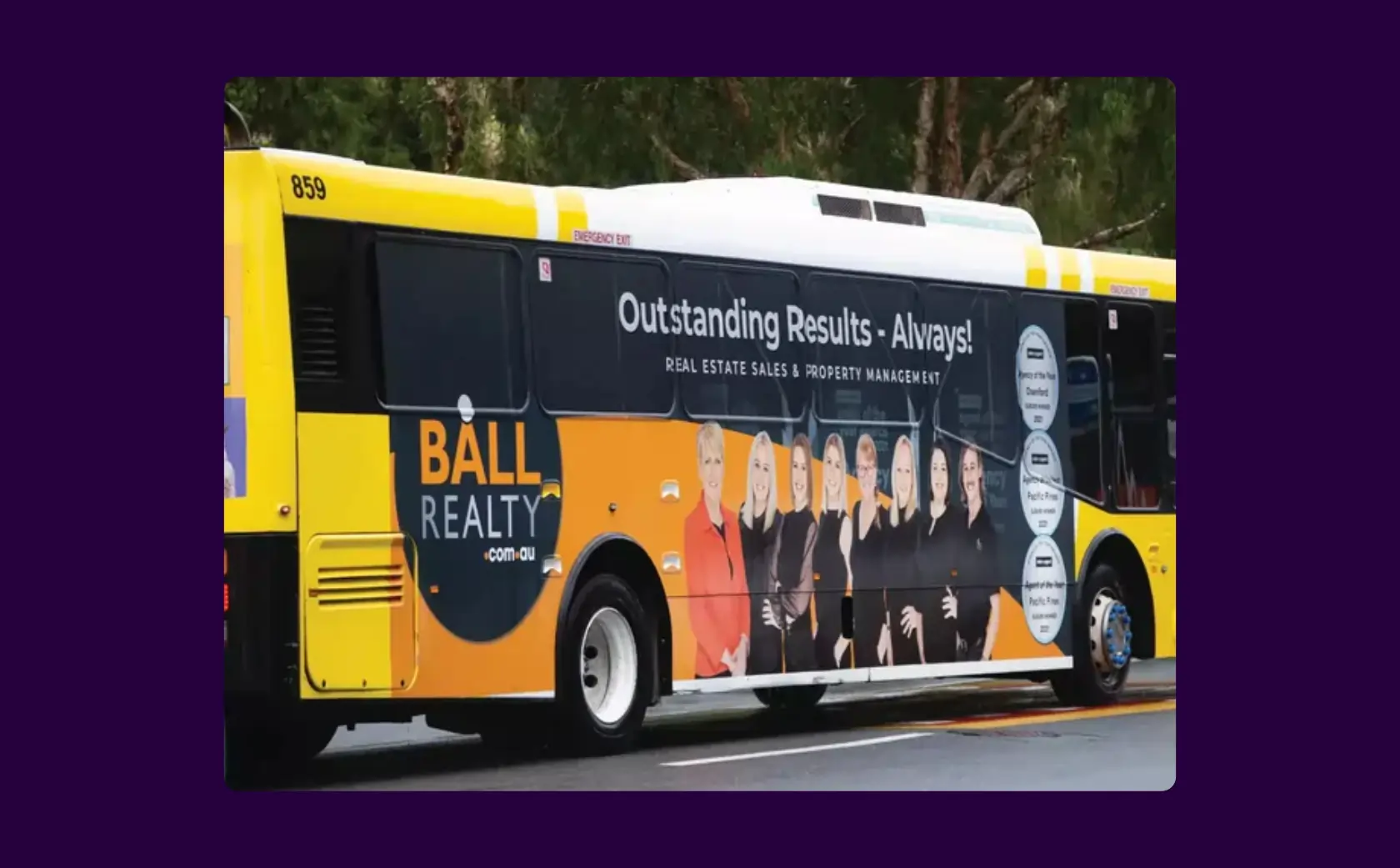 Ball Realty bus advertisement design flat