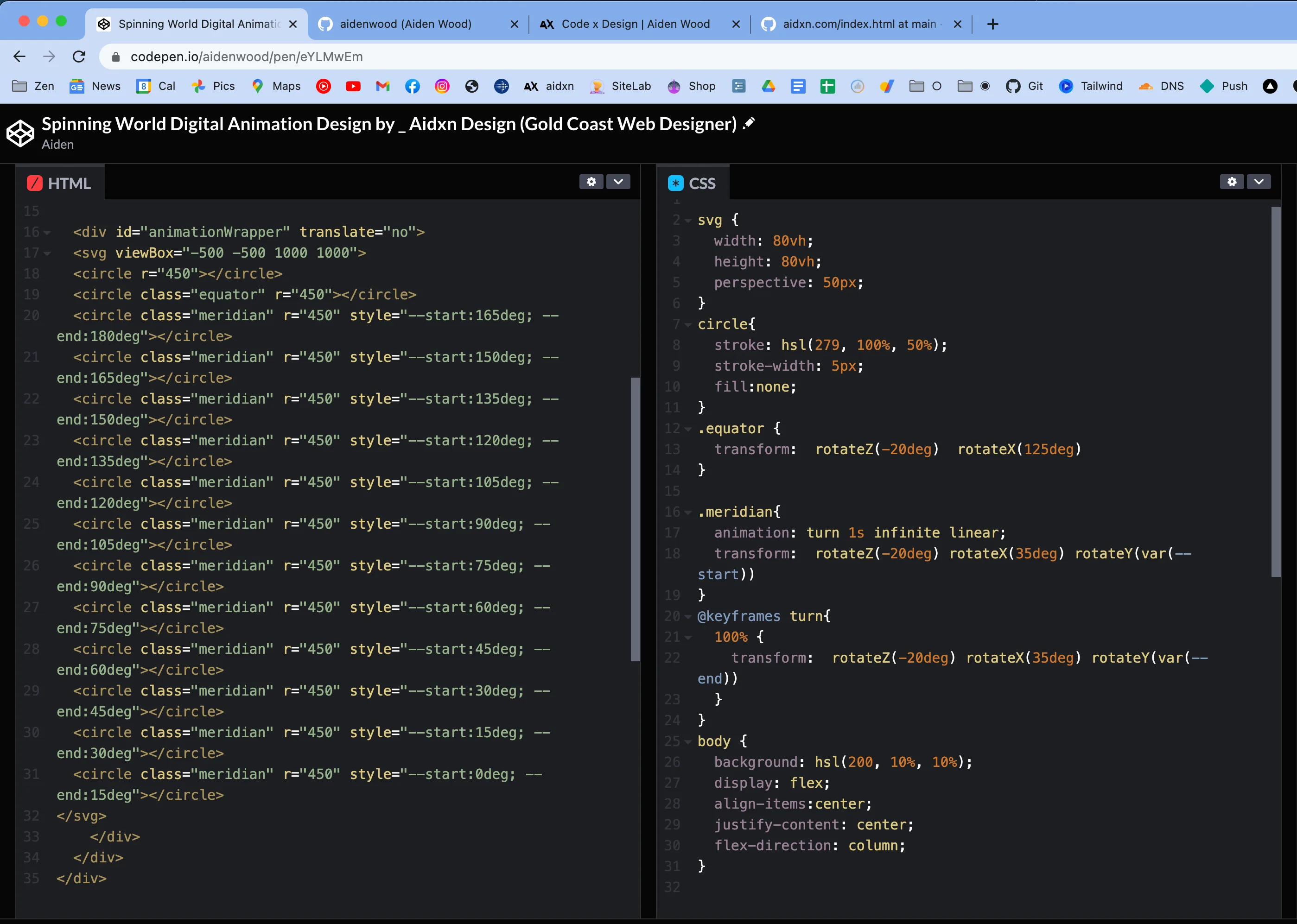 HTML and CSS code for 3D spinner animation