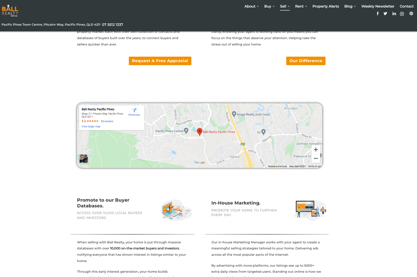 Interactive maps integration for Ball Realty website