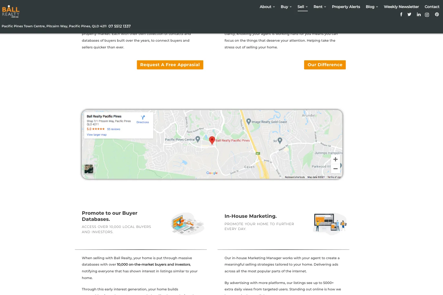Interactive maps integration for Ball Realty website