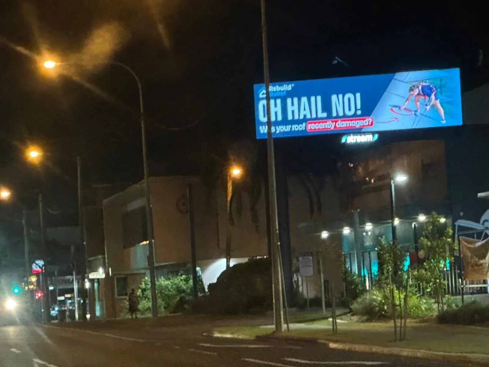 Rebuild Relief Maryborough billboard live shot